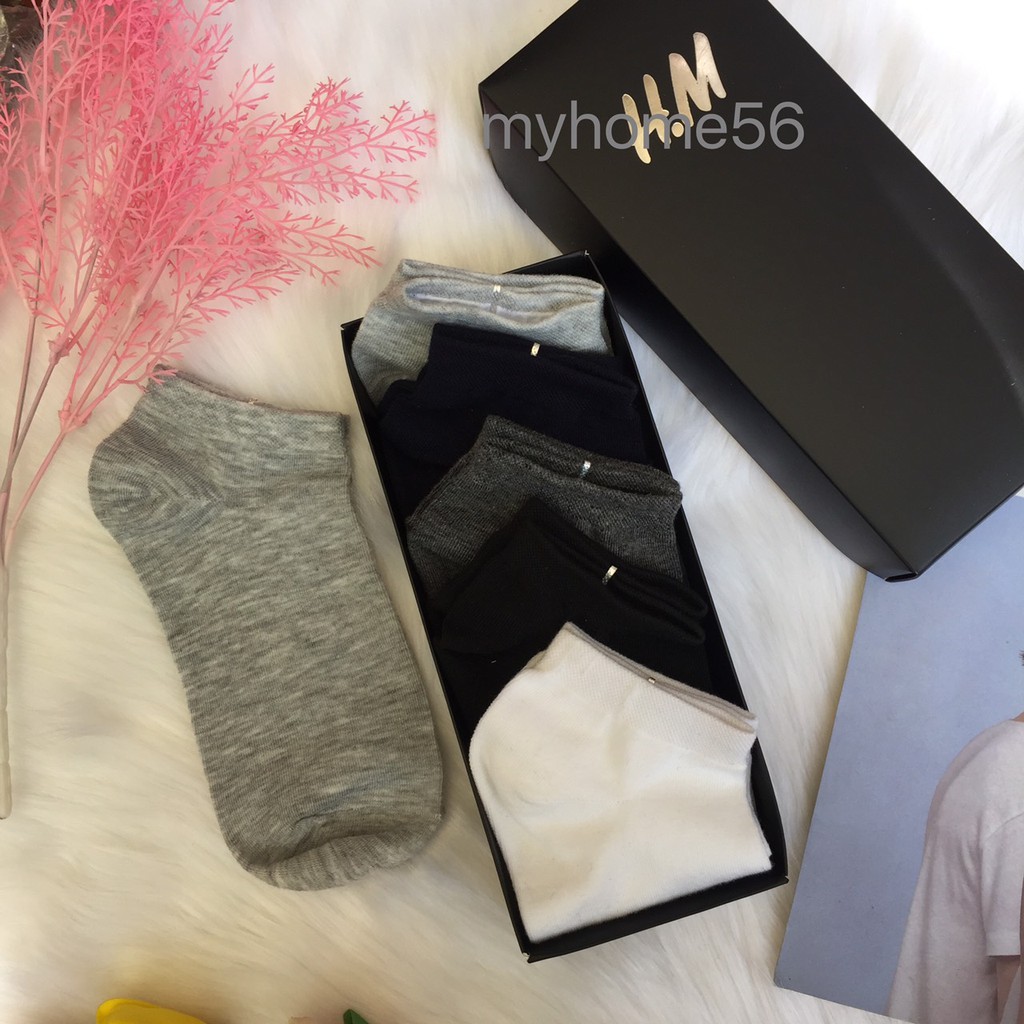 Hộp 5 đôi tất HM cổ ngắn full box