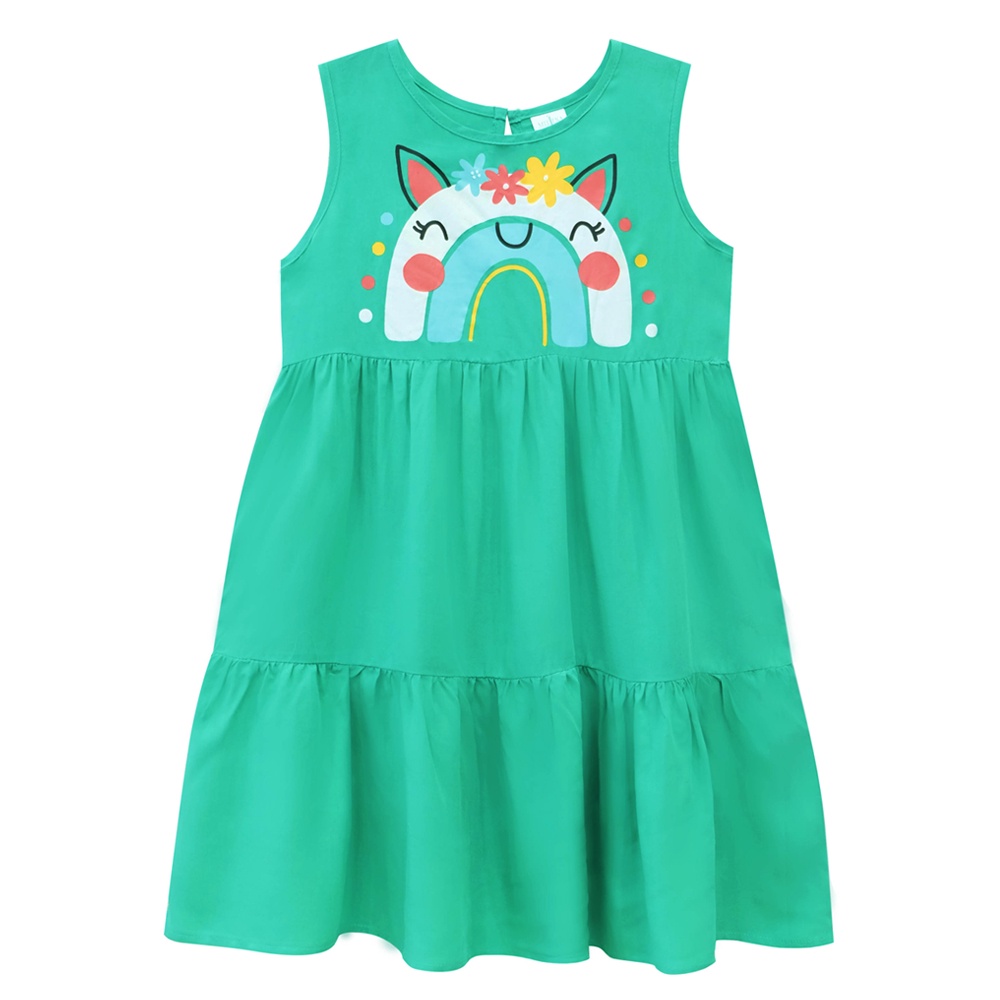 Váy bé gái , Váy lanh  sát nách IN cầu vòng từ 14-34 kg MEEJENA - 2156