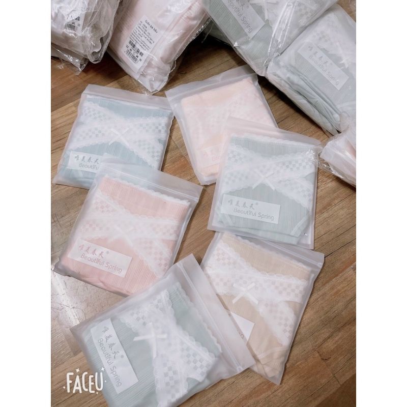 [ HÀNG CAO CẤP ] Quần lót bầu cạp chéo, mix ren nơ, mềm mịn, 100% cotton kháng khuẩn mặc bầu và sau sinh BE029