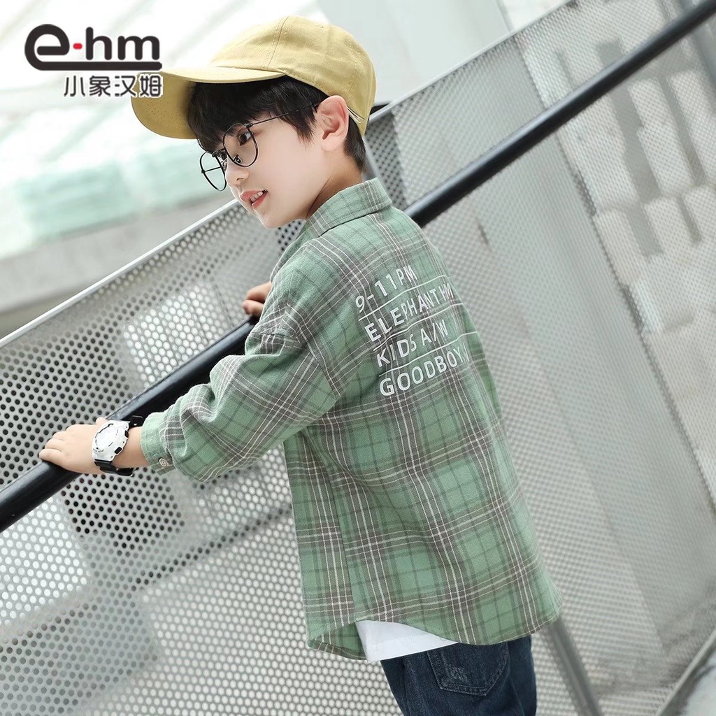 Áo sơ mi BXPB tay dài dáng rộng thoải mái thời trang cho bé trai 3-15 tuổi