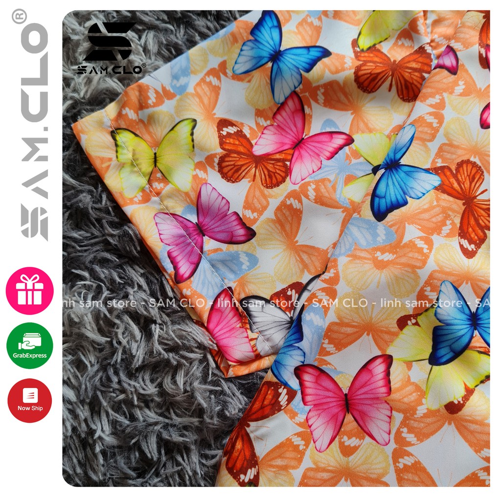 Áo SƠ MI NỮ form rộng in 3D cổ bẻ tay ngắn - lỡ dáng ulzzang freesize unisex mặc cặp, nhóm in hình ĐÀN BƯỚM COLORFUL