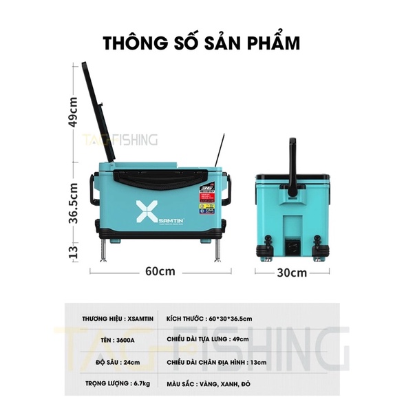 Thùng Câu Đài Xsamtin 3600A 36L - Chính Hãng