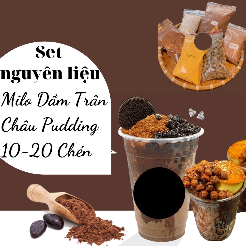 💖 Set Milo Dầm Trân Châu Pudding Trứng, Cacao 10-20 chén💥 Set 8 Vị Thạch Siêu Ngon💥+ Công Thức Dễ Làm Thành Công 100%