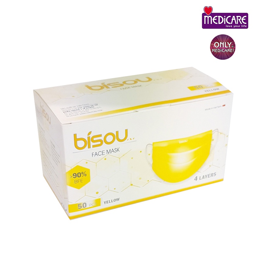 Khẩu trang y tế BISOU 4 lớp hộp 50 cái
