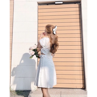 ĐẦM TRẮNG CỔ TRÒN HỞ EO