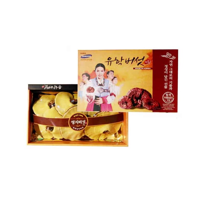 Nấm Linh Chi Vàng Chanh New Royal Cô Gái Hộp 1000gr - Chính Hãng Hàn Quốc tặng kẹo hồng sâm Vitamine 200gram