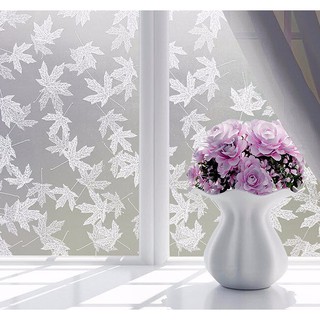 Decal dán kính lá phong trắng có keo sẵn - Khổ rộng 45cm