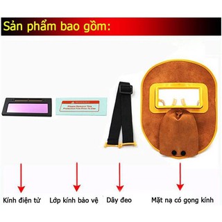 Mặt Nạ Hàn Điện Tử Bằng Da Bò Thật Chống Cháy - Mặt Nạ Hàn Da Điện Tử - Mặt Nạ Da Điện Tử - Mặt Nạ Hàn Hồ Quang