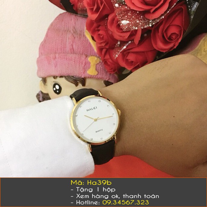 Đồng hồ cặp nam nữ Halei dây da mềm thời trang Tặng Hộp Tặng 2 Pin Dự Phòng | BigBuy360 - bigbuy360.vn