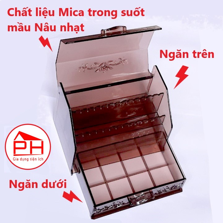 Kệ đựng trang sức mỹ phẩm (Mica trong suốt 2 tầng) Đựng đồ trang điểm thiết kế tuyệt đẹp - Gia dụng Phước Hòa