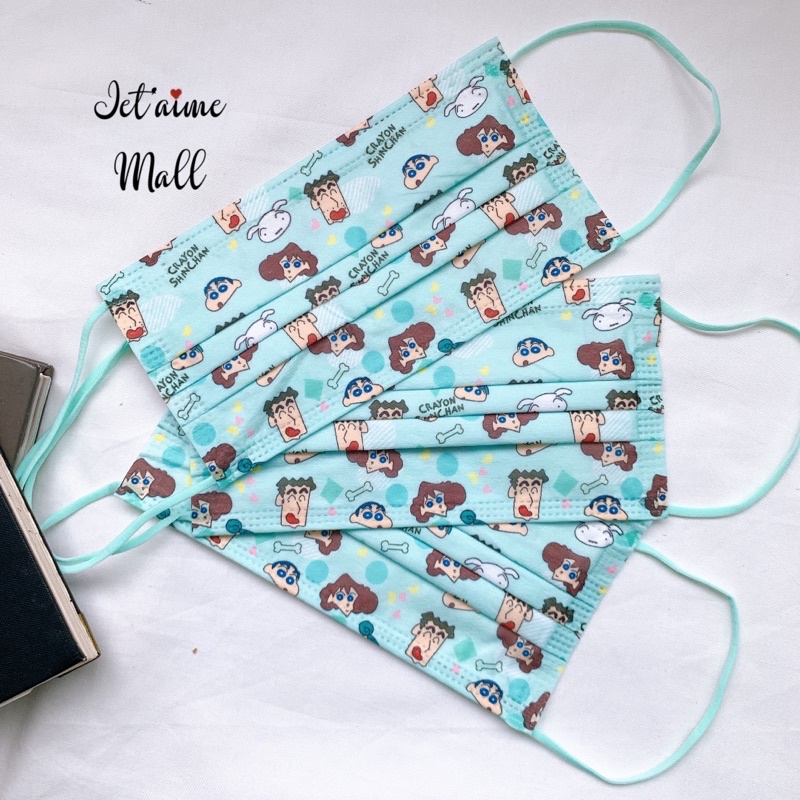 Khẩu trang y tế kháng khuẩn 4 lớp in hình Shin - Crayon - Green