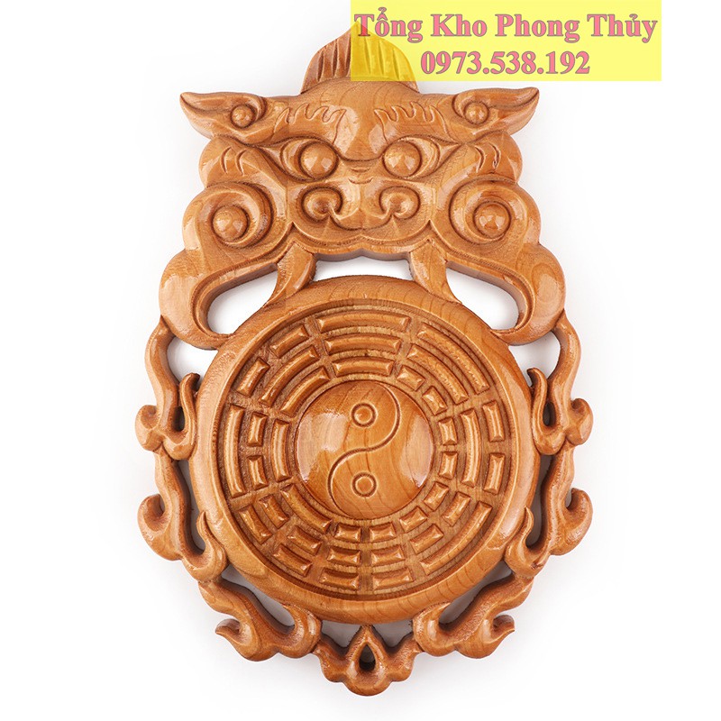 Gương Bát Quái Gỗ Đào Hổ Phù Hồ Lô