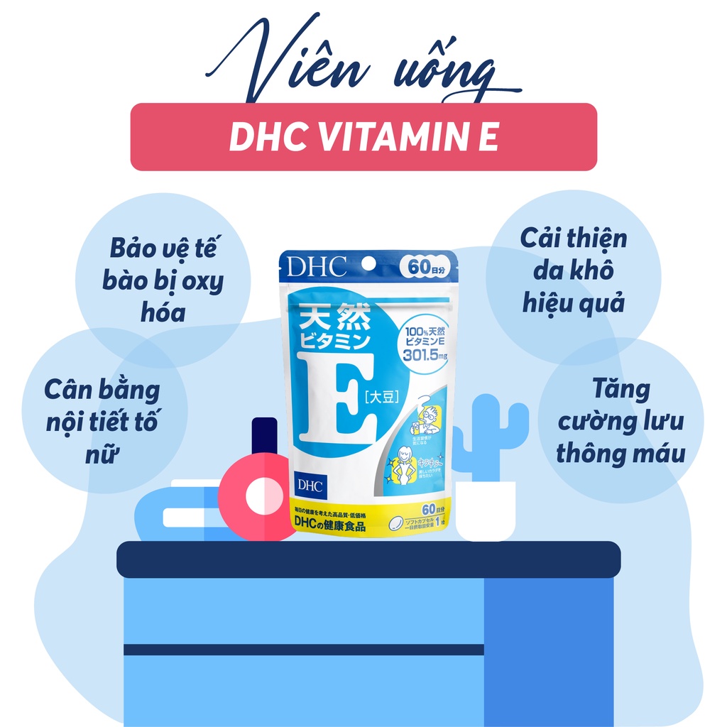 Viên uống Vitamin E DHC Nhật Bản  Gói 30 ngày - 90 ngày