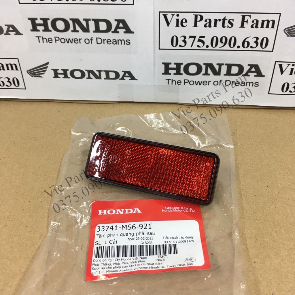 Tấm phản quang bộ dè sau, đuôi biển số xe Vision, SH Mode, PCX, SH Việt, SH Ý, Fu Led, Lead 125 - Hàng chính hãng Honda