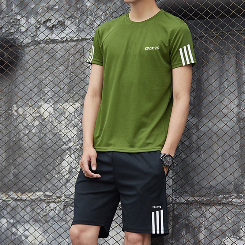 Bộ đồ thể thao áo thun tay ngắn phối quần short thời trang mùa hè cho nam