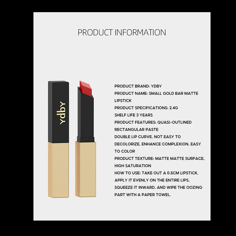 [Hàng mới về] Son Lì Dưỡng Ẩm Chống Nước Chống Mồ Hôi Lâu Trôi Thỏi Vàng Nhỏ | BigBuy360 - bigbuy360.vn