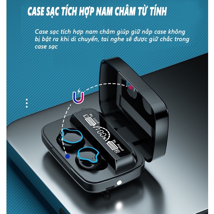 Bộ Tai Nghe Không Dây Bluetooth 5.1 M9 Tws Chống Nước Chất Lượng Cao, Thể Thao