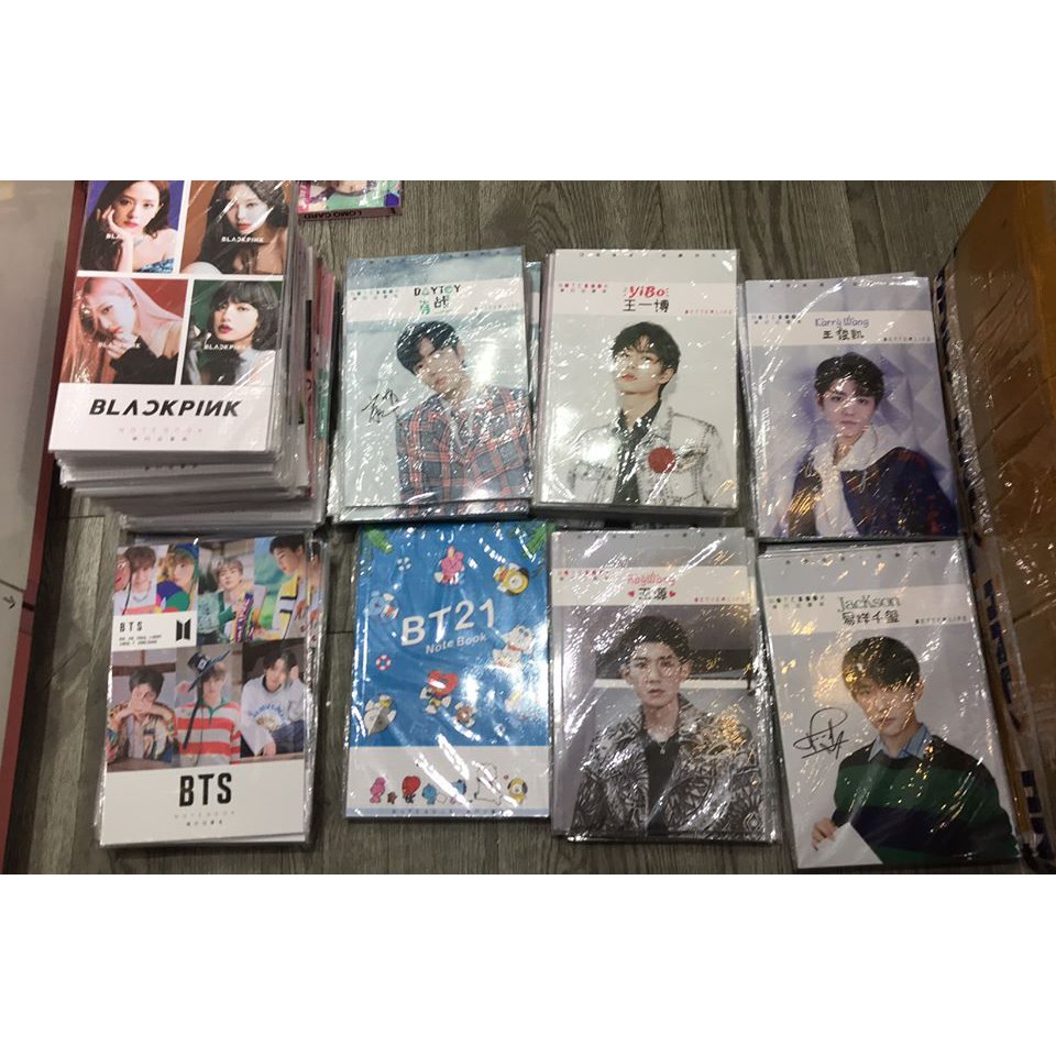 Vở viết BT21, BTS, BLACKPINK, GOT7, EXO, WANNAONE, SEVENTEEN, TXT, Stray Kids, IKON, TWICE, Tiêu Chiến, Nhất Bác