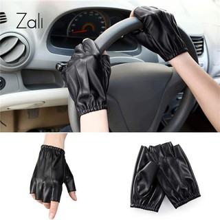 Cặp Găng Tay Hở Ngón Giả Da Lái Xe Oto Chống Trượt Hiệu Zali