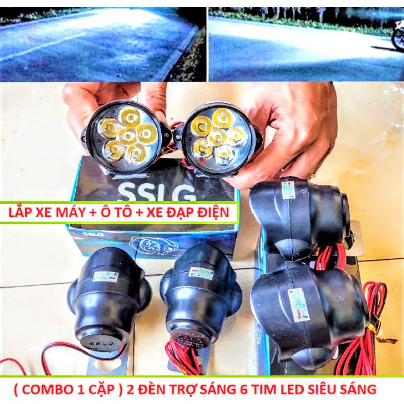 BỘ 2 ĐÈN TRỢ SÁNG L6 MINI XE MÁY VÀ ÔTÔ SIÊU SÁNG CỰC CHẤT