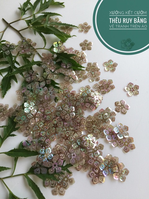 Hạt kim sa hoa dập vân 8mm