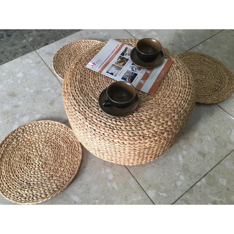 Thảm lục bình, thảm cói tròn trải sàn hàng xuất khẩu loại 1 Hưng Phúc size 1m