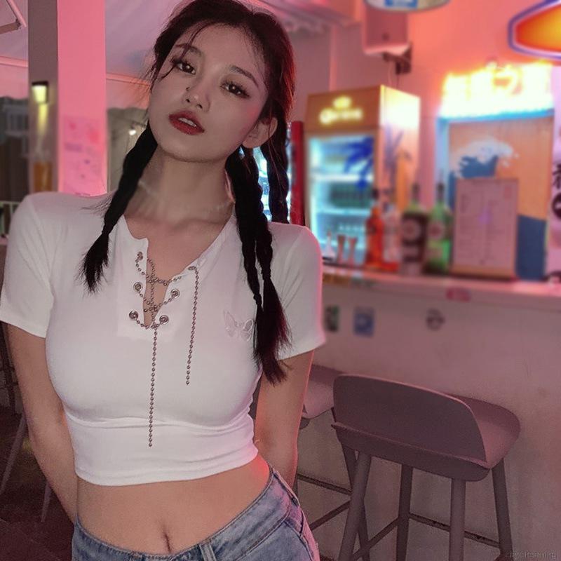 Áo lửng dệt kim tay ngắn cổ tròn thiết kế thanh lịch độc đáo