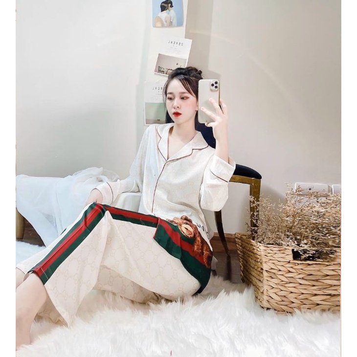 pijama Gucci cao cấp.Vải lụa latin mịn mát.Ảnh shop tự chụp ở cuối trang