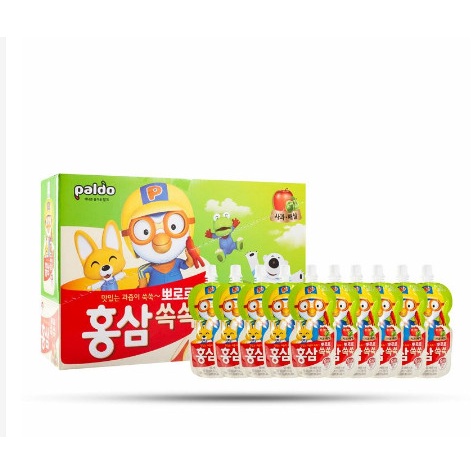 Hộp 10 Túi Nước Hồng Sâm Pororo Paldo Hàn Quốc Các Vị