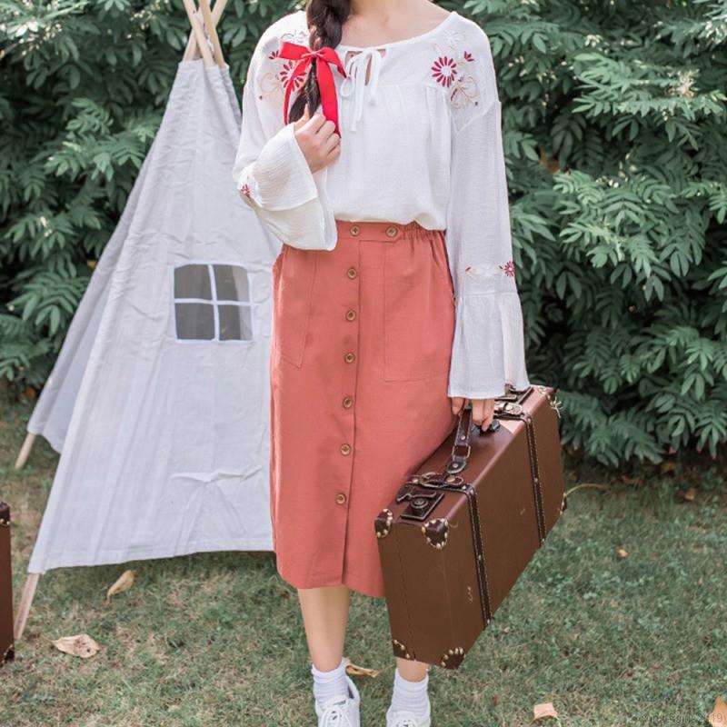 Chân váy chữ A lưng cao màu trơn thiết kế thanh lịch cho nữ | BigBuy360 - bigbuy360.vn