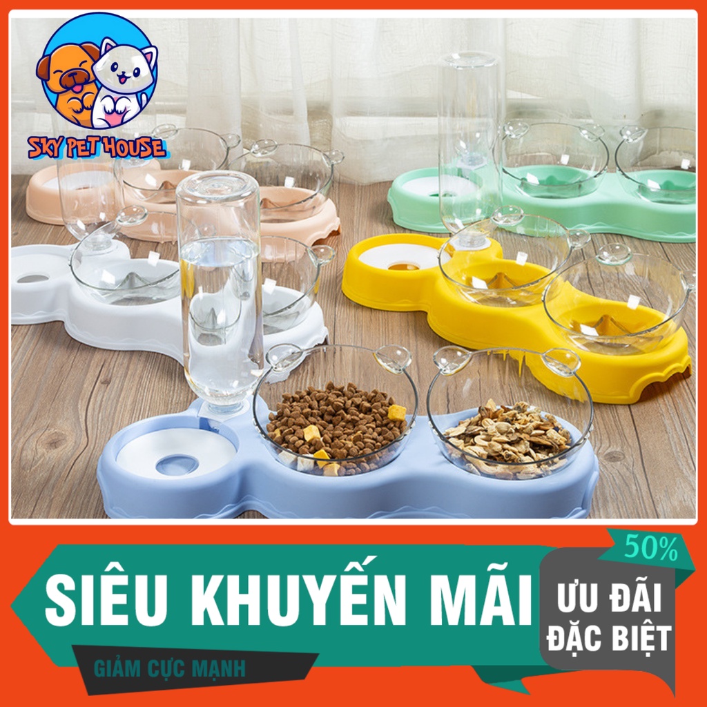 Khay Bát Đôi Đựng Thức Ăn Chó Mèo,Khay ăn cho mèo chống gù, Khay Đựng Thức Ăn Cho Thú Cưng