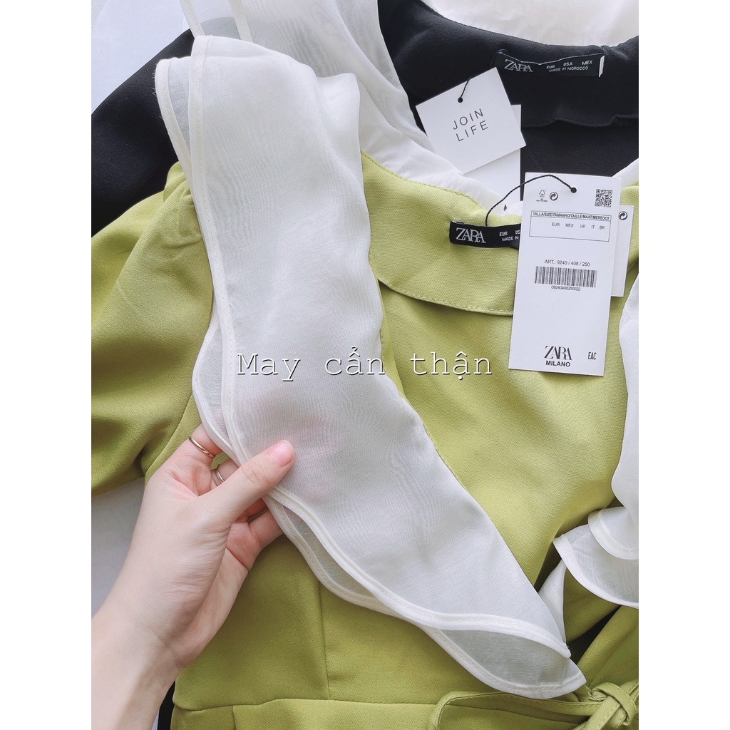 Váy phối cổ V ,đâm tơ hai lớp vạt cúc bọc,chất vải mango co giãn nhẹ,cúc bọc tỉ mỉ thủ công lên đồ chanh xả-Minxy shop