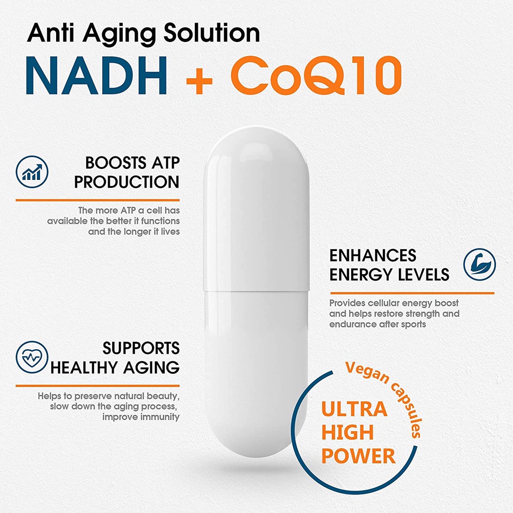 Viên NADH -  NMN - NAD Plus - 500mg - 60 Viên - Chống Lão Hóa - Sửa Chữa Tế Bào - Nicotinamide Mononucleotide