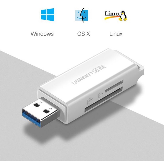 Đầu đọc thẻ nhớ USB 3.0 sang SD + TF cao cấp Ugreen 40752...40753- Hàng chính hãng bảo hành 18 tháng
