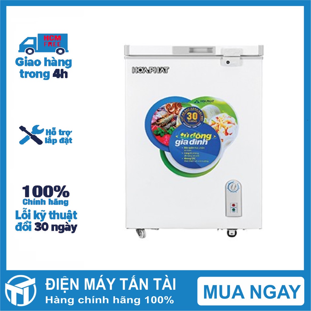 Tủ đông 107 lít Hòa Phát FUNIKI HCF 106S1N - 1 ngăn 1 cánh, R600a, Dàn lạnh Nhôm - Miễn phí giao HCM.