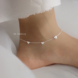 Lắc chân nữ vòng chấn nữ bạc mặt 3 hình trái tim Cá jewelry LC24