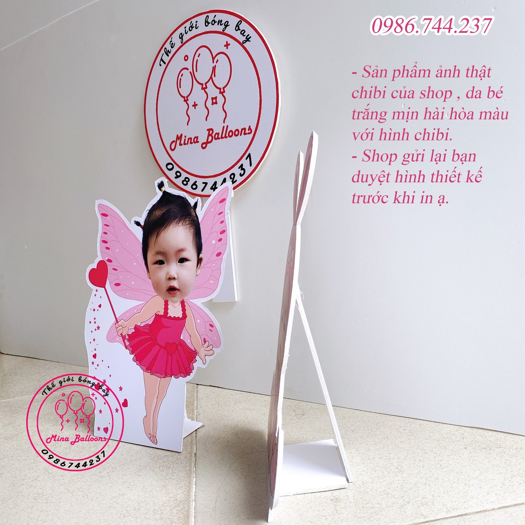 Chibi cỡ to cao 40cm cho bé gái, thiết kế hình Chibi trang trí tiệc sinh nhật