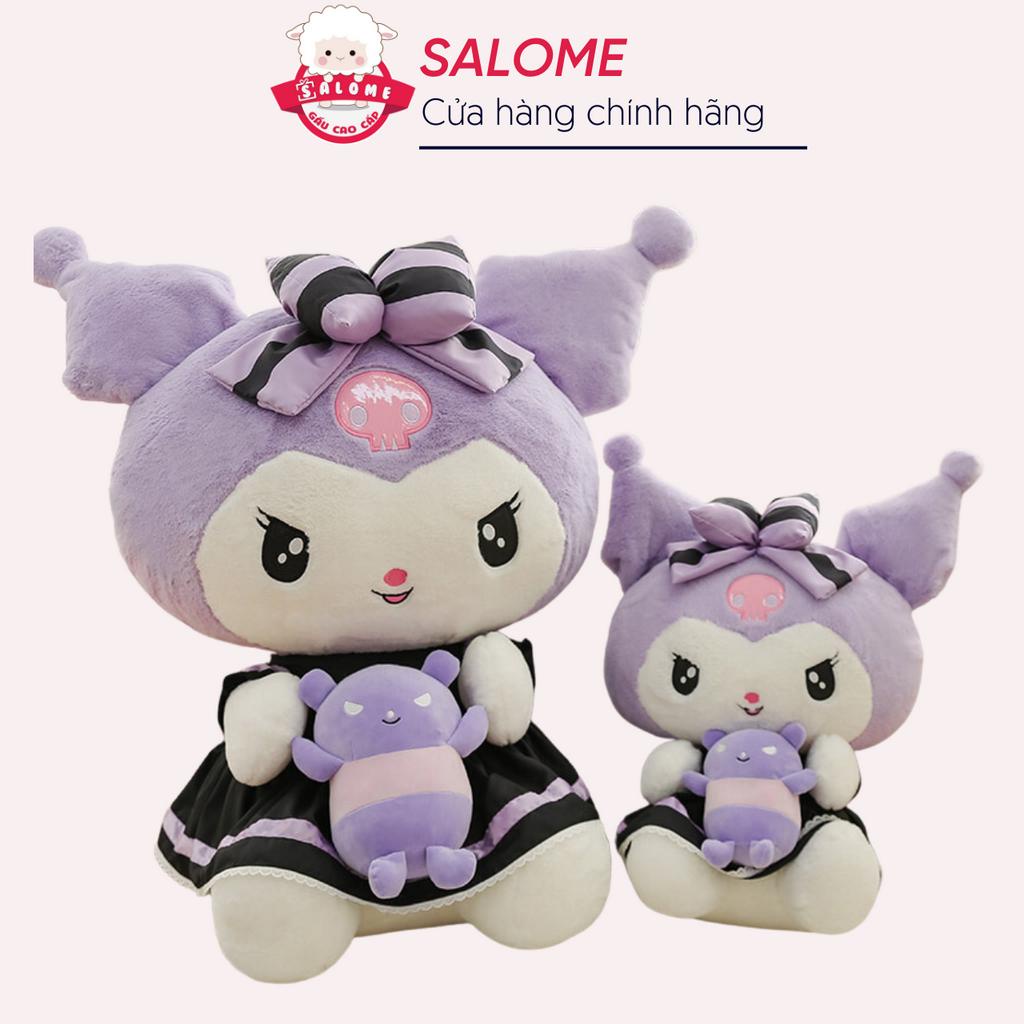Gấu Bông Con Mèo Kurome Tím Ôm Chuột Mặc Váy Lolita Salome Cute, Qùa Tặng Cao Cấp