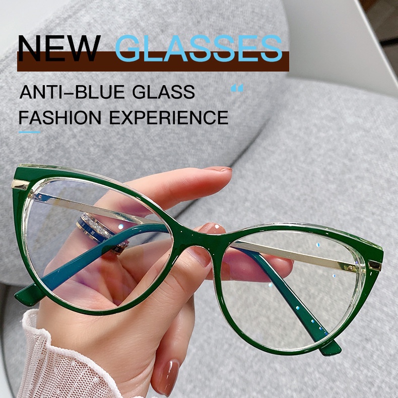 Mắt Kính Gọng Hình Mắt Mèo Chống Ánh Sáng Xanh TR90 Thời Trang Cho Nữ