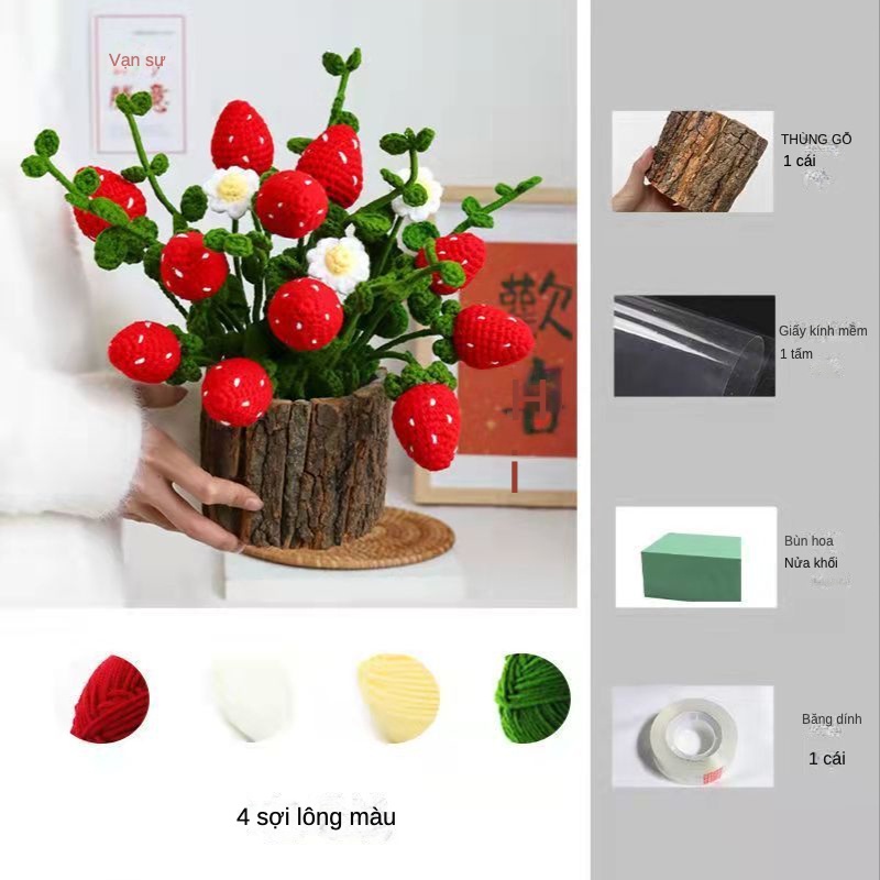 [DIY]Tự làm bộ hoa dệt kim. Bó hoa len màu cam đan Bó hoa thủ công tự làm