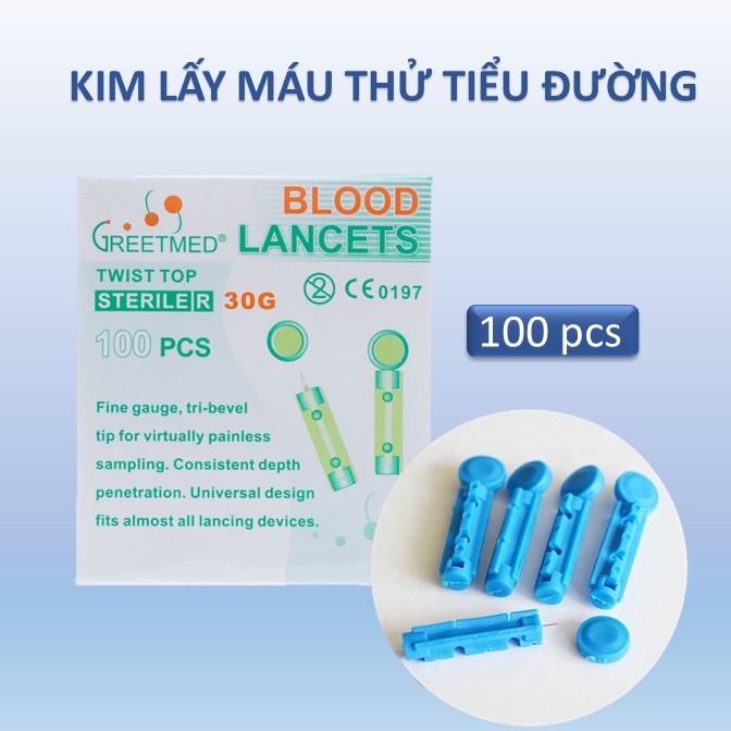 Hộp 100 kim lấy máu PT MEDICAL tròn để đo đường huyết tiệt trùng