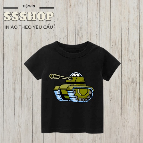 Áo thun bé trai và bé gái in hình hoạt hình Xe Tăng bé siêu cute, chất liệu cotton thoáng mát SSSHOP