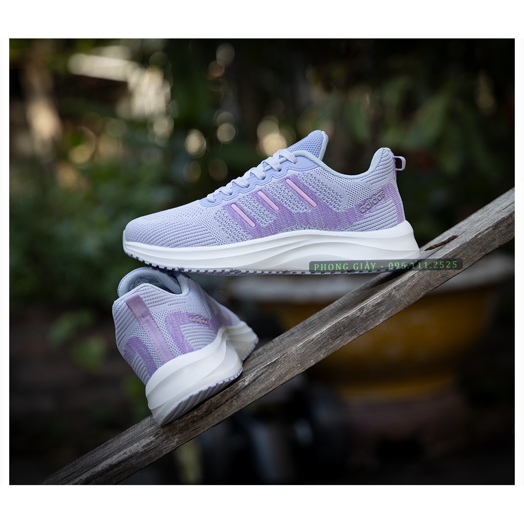 Giày sneaker nữ giày thể thao nữ D529 màu ghi tím