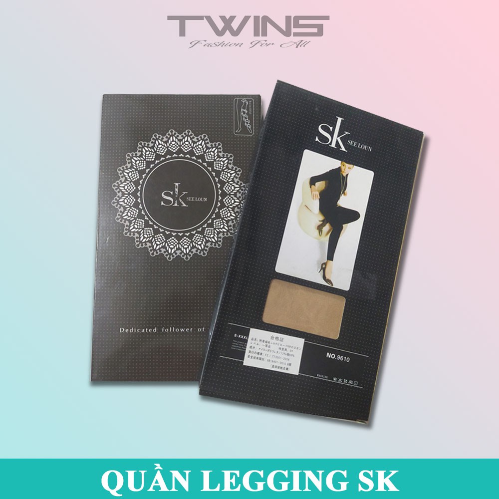 Quần legging nữ dài cao cấp cạp cao chất thun dày ôm bụng co giãn dưới 65kg 2 màu da, đen SK SeeLoun