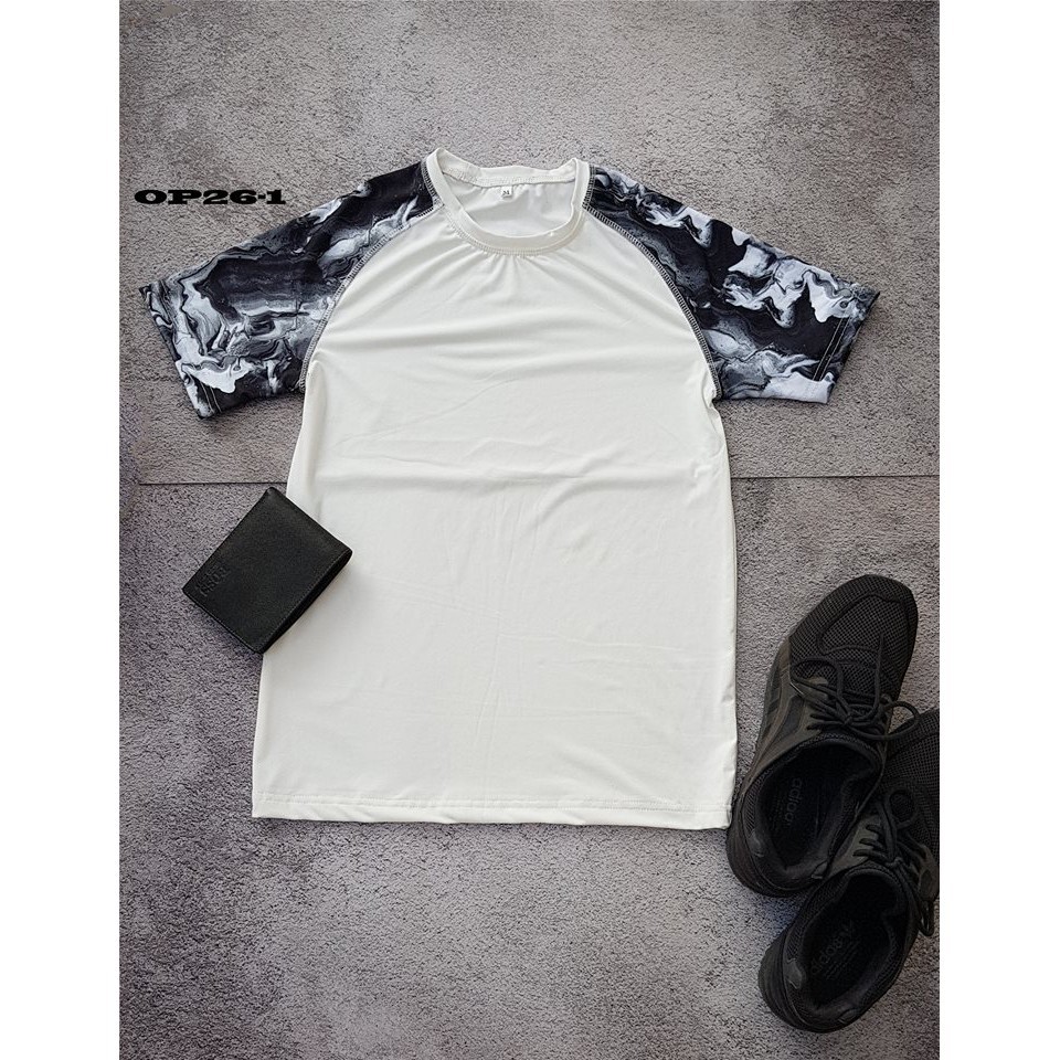 COMBO 4 ÁO THUN TAY PHỐI THỂ THAO NAM mặc mát, thoáng khí, thấm hút mồ hôi.4 MÀU NGẪU NHIÊN