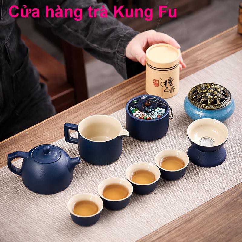 Quà tặng kinh doanh quốc triều sáng tạo gốm đen Bộ trà Kungfu đồ họp thường niên của công ty với hộp cầm tay tùy c