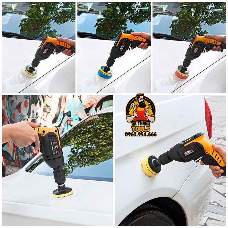 Phớt đánh bóng xe, cửa kính, nhà tắm,... - Đầu đánh bóng xe gắn máy khoan 7 món - Mút đánh bóng xe hơi
