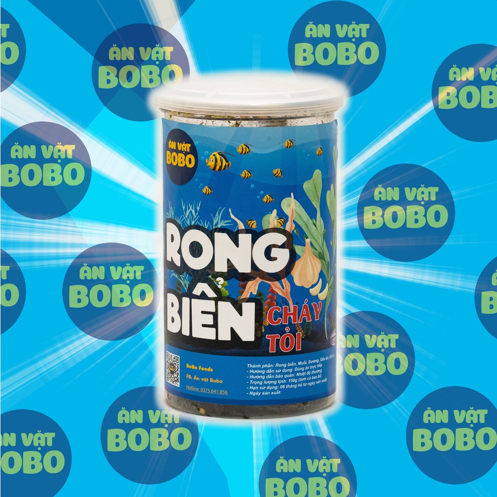 Rong biển cháy tỏi 150g BoBo thơm ngon ăn là nghiền đảm bảo an toàn vệ sinh thực phẩm Đồ Ăn Vặt Hà Nội rong biển loại 1