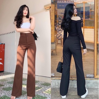  Quần Ống Loe Nữ Cạp Cao Ôm Body Madela Phong Cách Công Sở Quần Vải Tây Ống Loe Ống Rộng Lưng Cao 