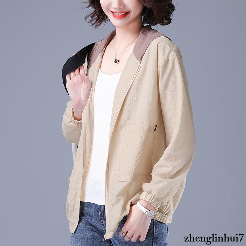 Áo khoác mỏng có mũ trùm chống nắng thời trang cho nữ